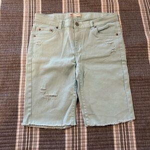 Levi’s Mint Green Distressed Bermuda Size 14 Denim Shorts